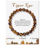 Tiger Eye Gemstone Stretchy 8mm Ball Bracelet With Message Card (55mm)